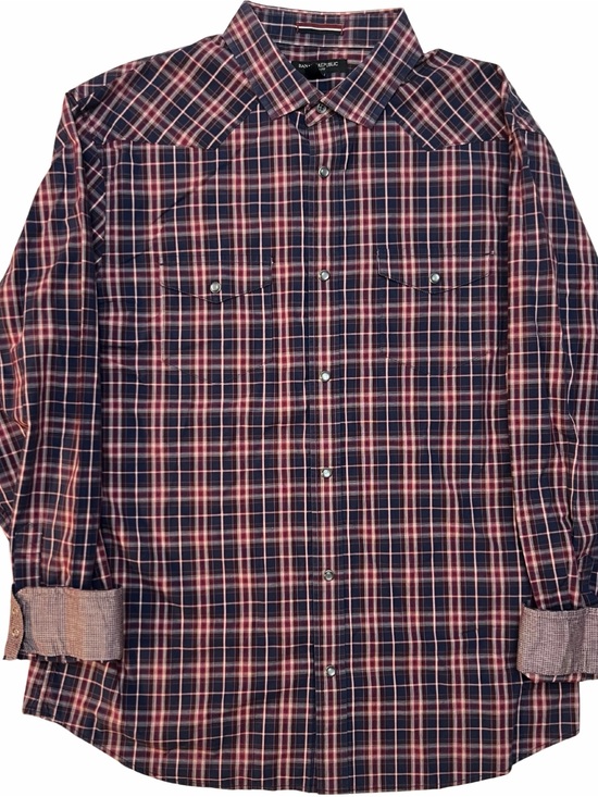 Banana Republic Other - Banana Republic XL Pearl Snap Men's Shirt Red Plaid Western Long Sleeve Slim Fit